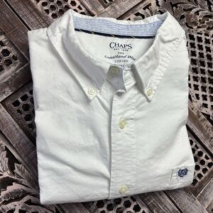 Men's Chaps Coastland Wash Shirt 2XL Long Sleeve 100% Cotton Button Front White